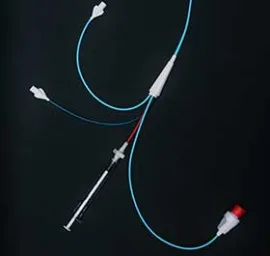 Catheter on black background