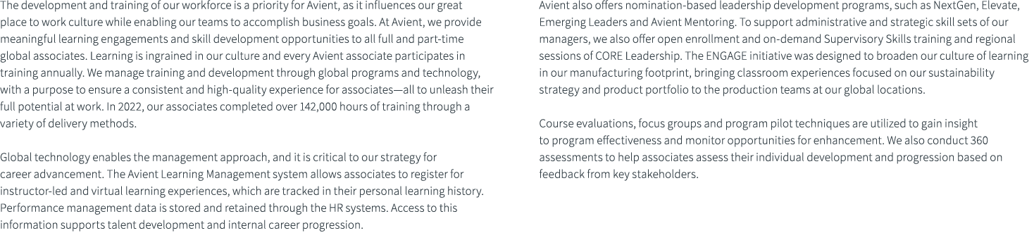 The development and training of our workforce is a priority for Avient, as it influences our great place to work cult...